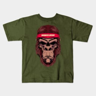 Bigfoot wearing a Sasquatch Odyssey headband! Kids T-Shirt